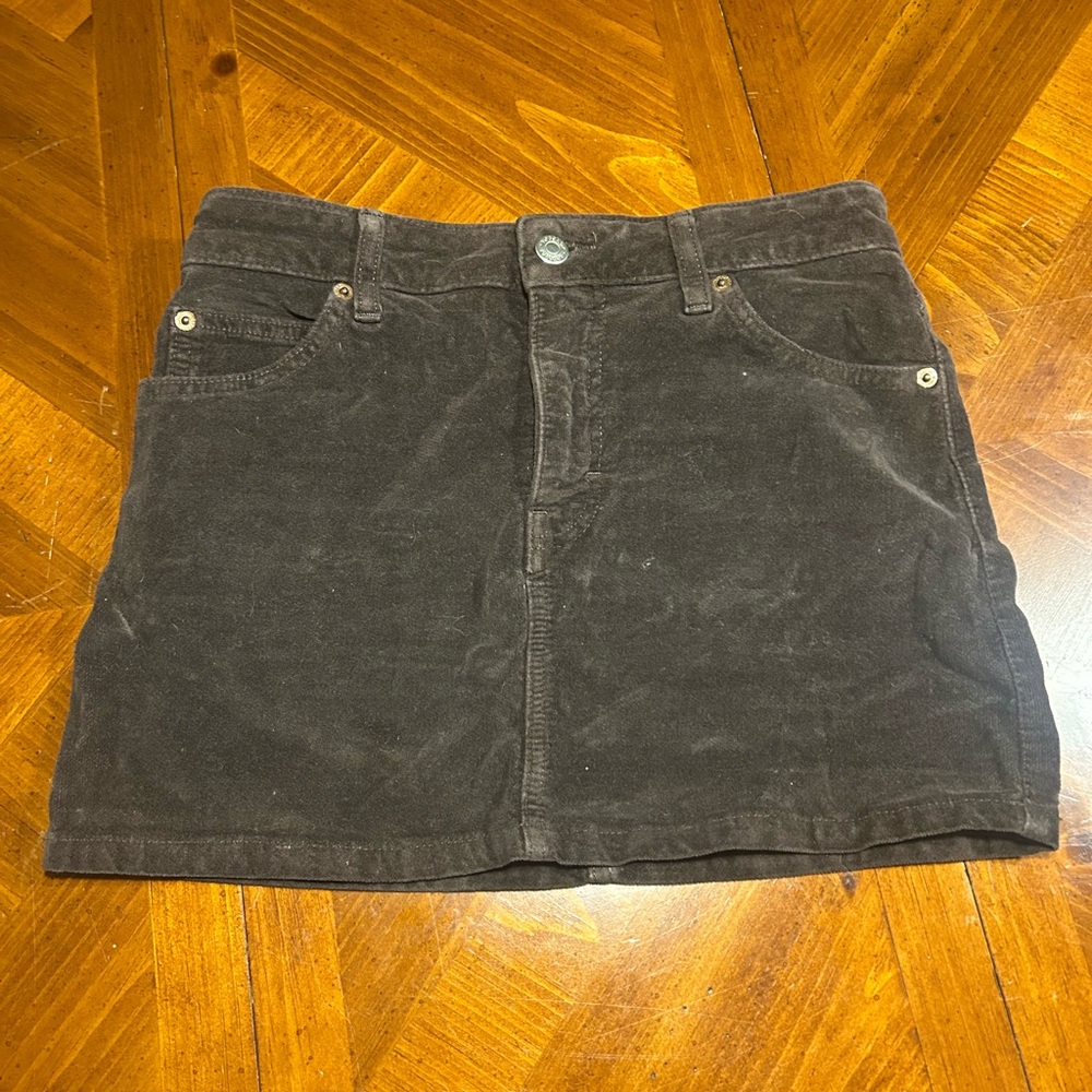Topshop Brown Corduroy Skirt